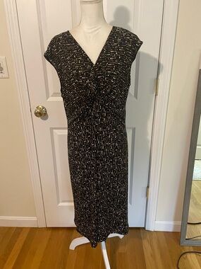Tiana B. Black Midi Dress with White Speckle Print